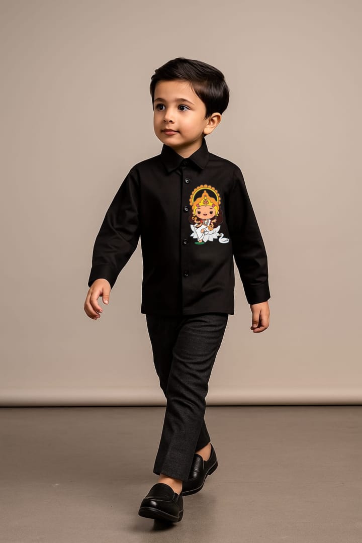 Pre Order: Goddess Saraswati Black shirt And Style Pant