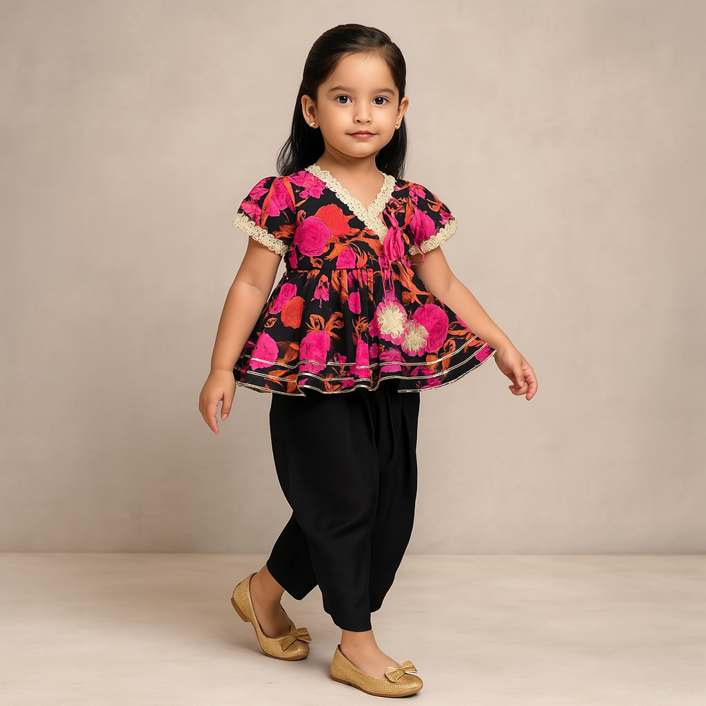 Pre Order: Printed Multicoloured Kurti With Patiala