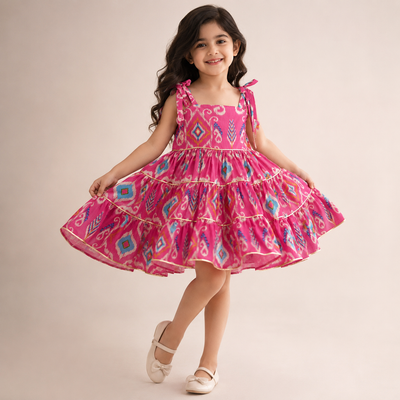 Pre Order: Pink Ikat Dress