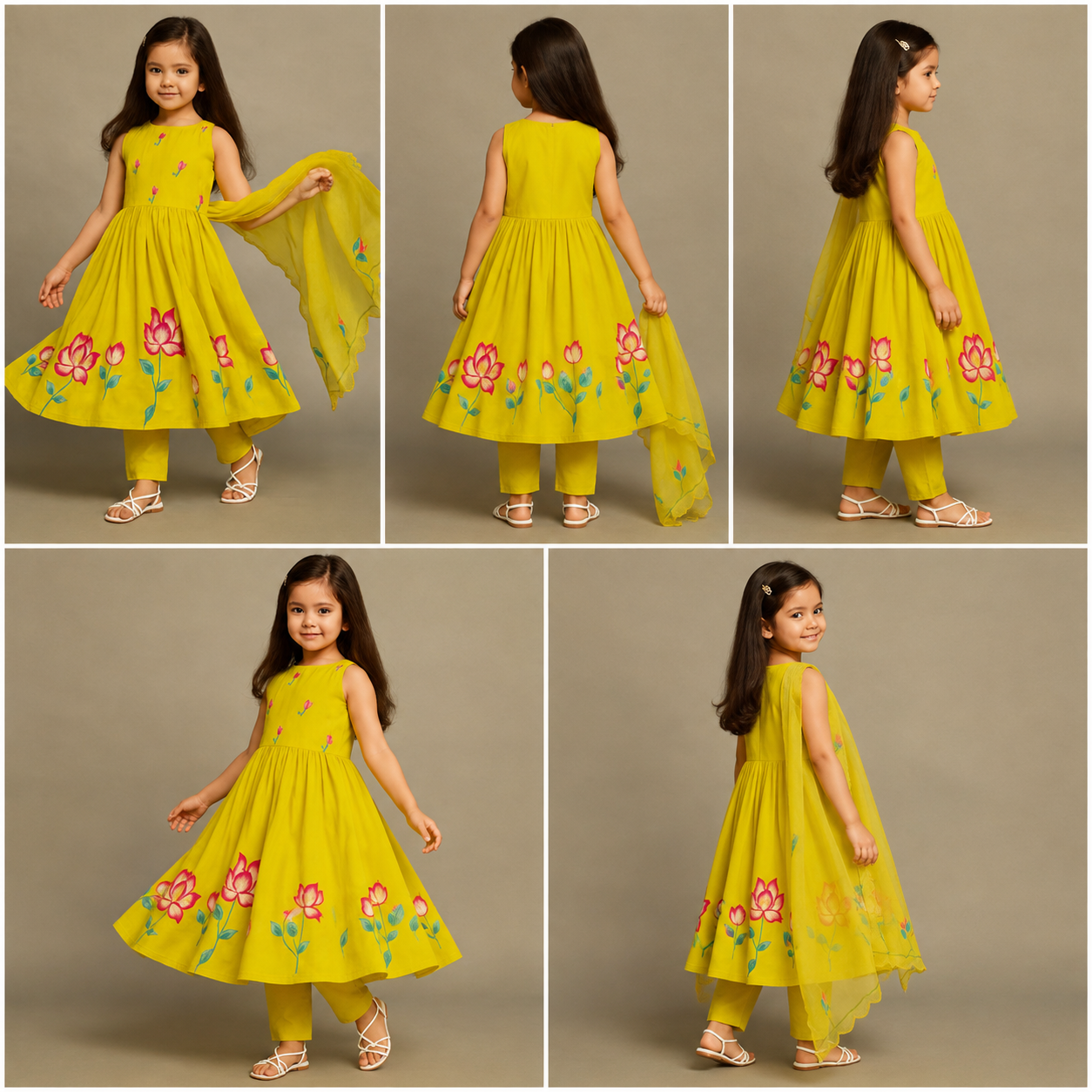 Pre Order: Green Hand Painted Anarkali Suit Set