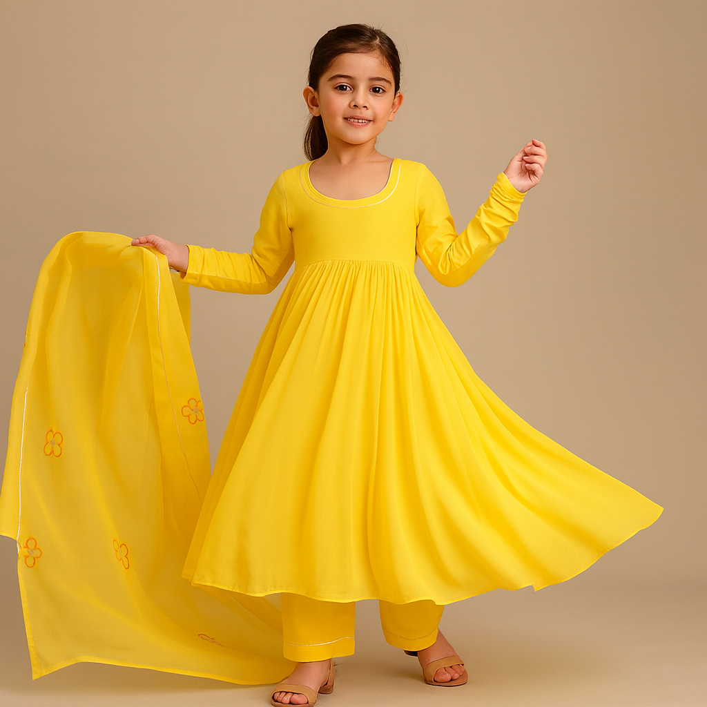 Pre Order: Yellow Anarkali Suit Set