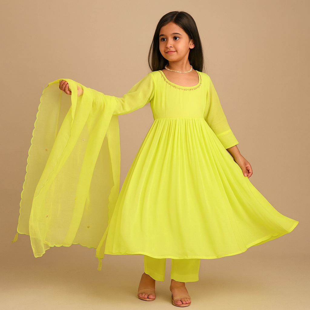 Pre Order: Neon Anarkali Suit Set