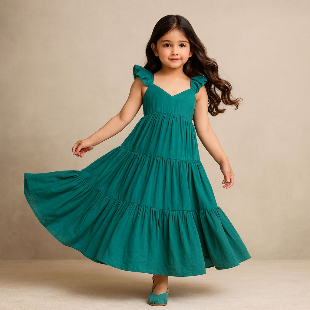 Pre Order: Green Cotton Maxi Dress