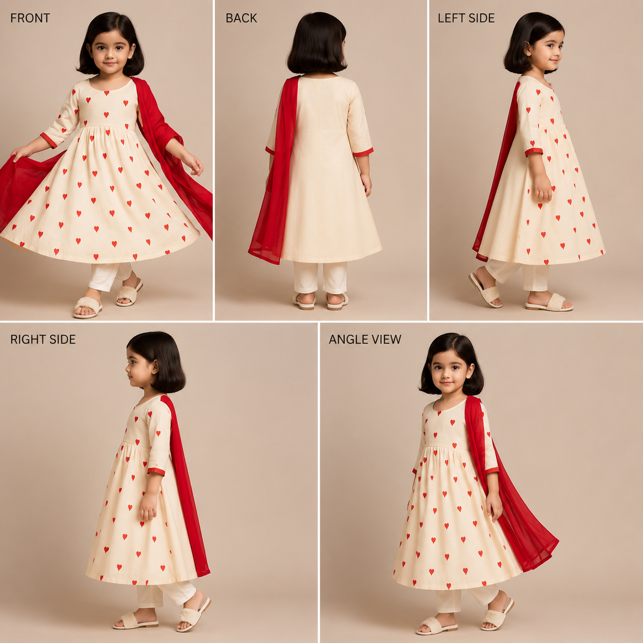 Pre Order:Hearts Embroidered Anarkali Set