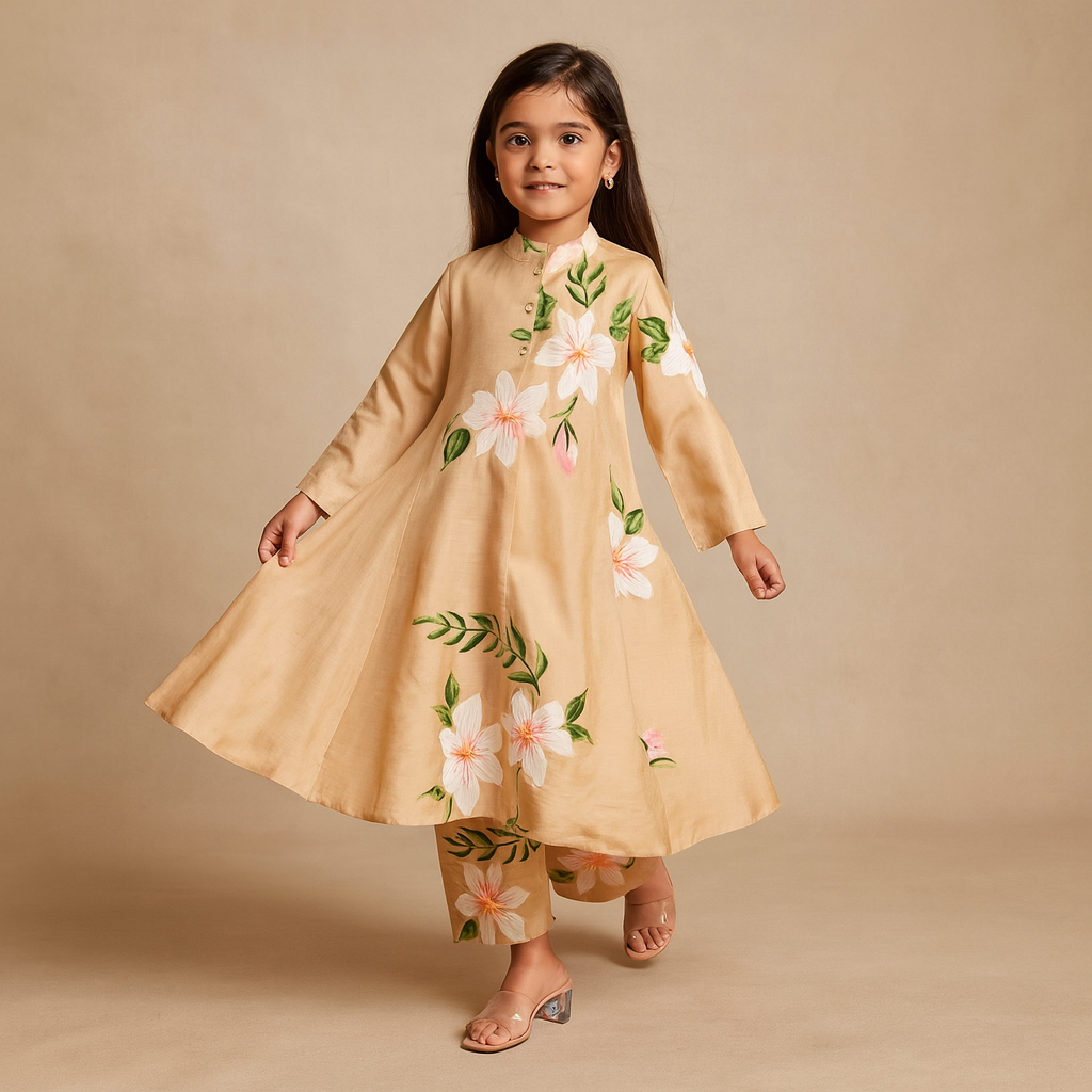 Pre Order: Beige Kurti Suit Set