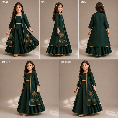 Pre Order: Emerald Safari Lehenga Set