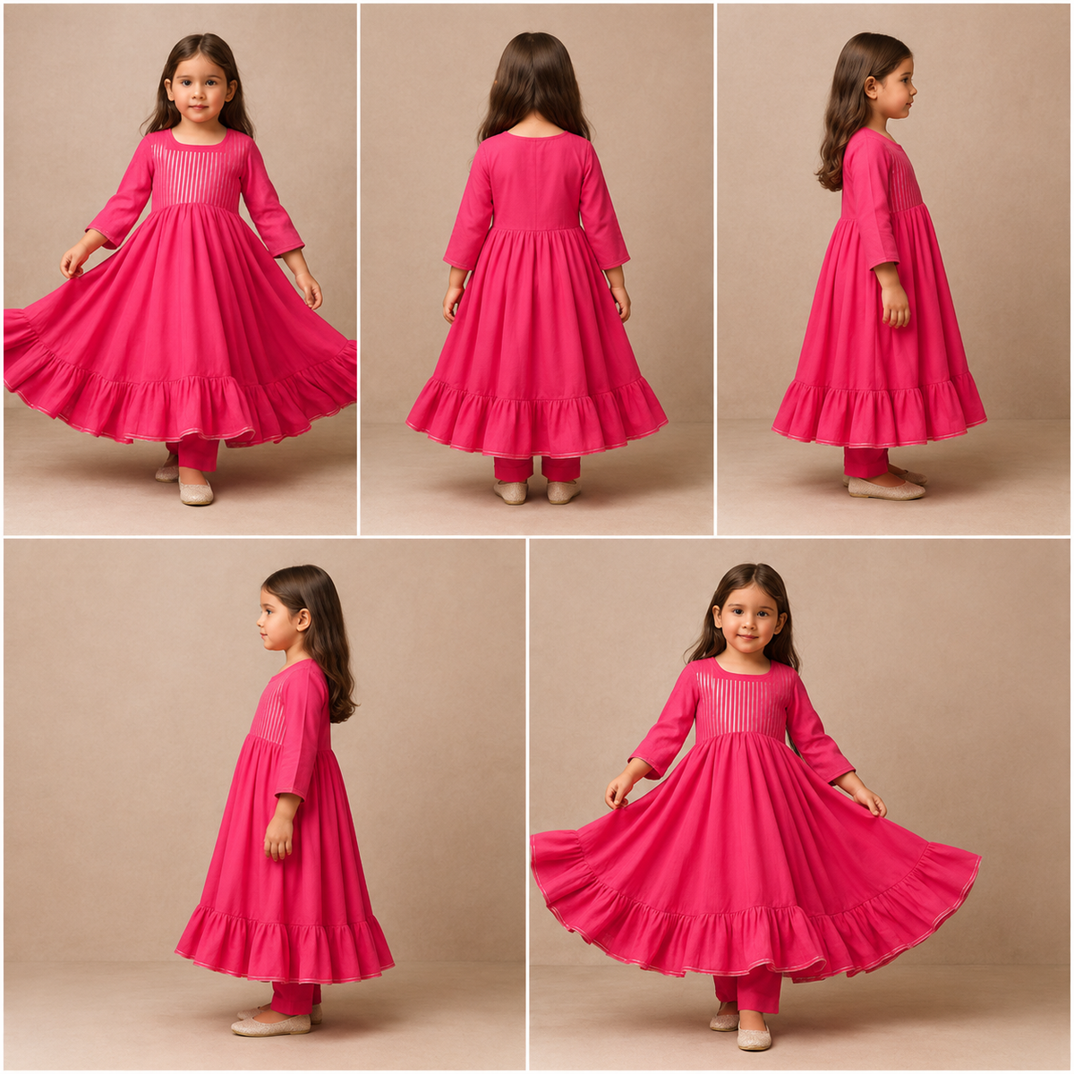 Pre Order: Hot pink Anarkali Suit Set