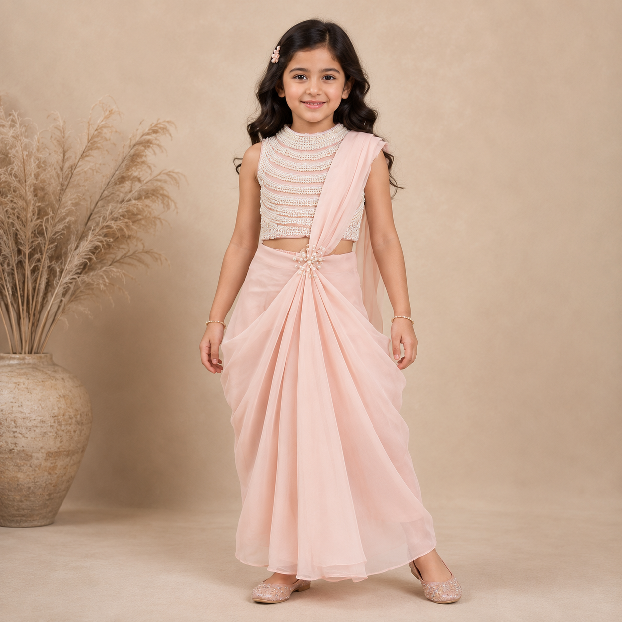 Pre Order: Champagne Rose Saree