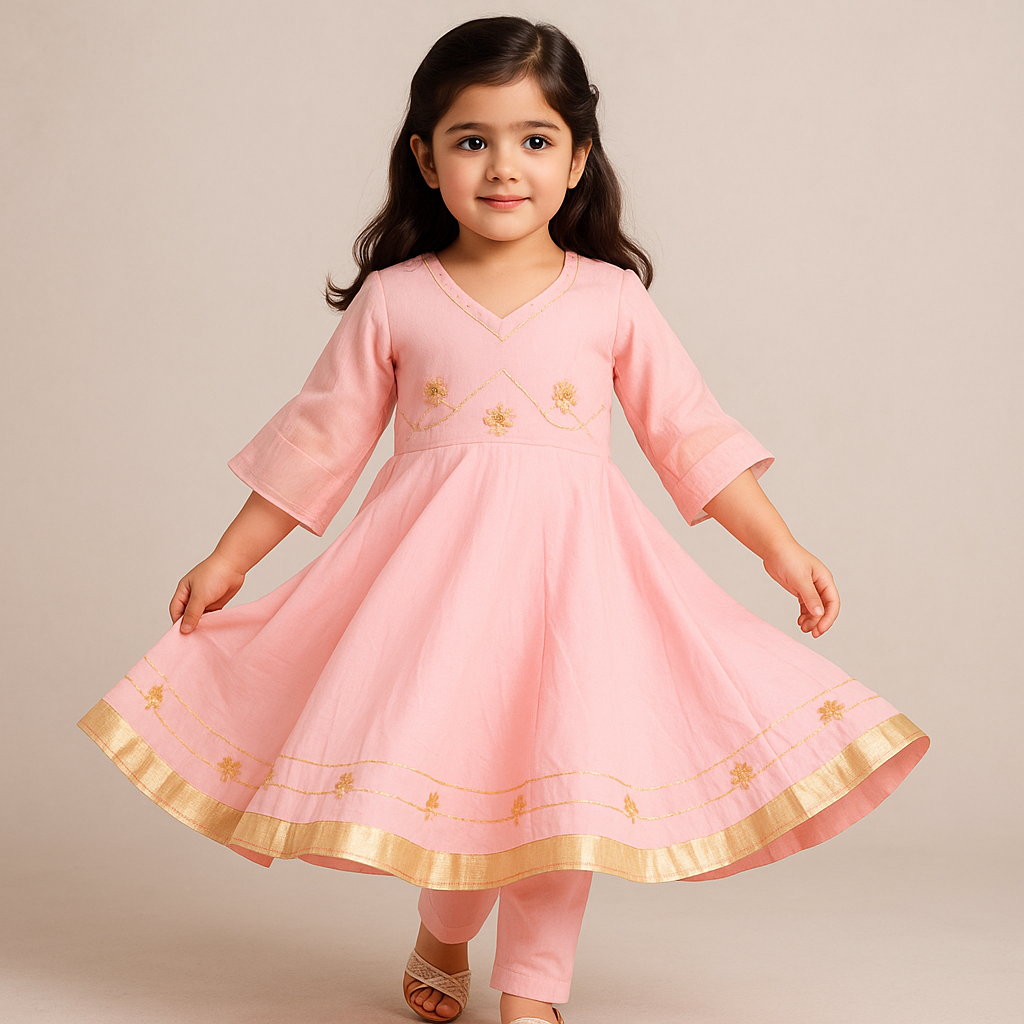 Pre Order: Gulal Baby Pink Anarkali Set