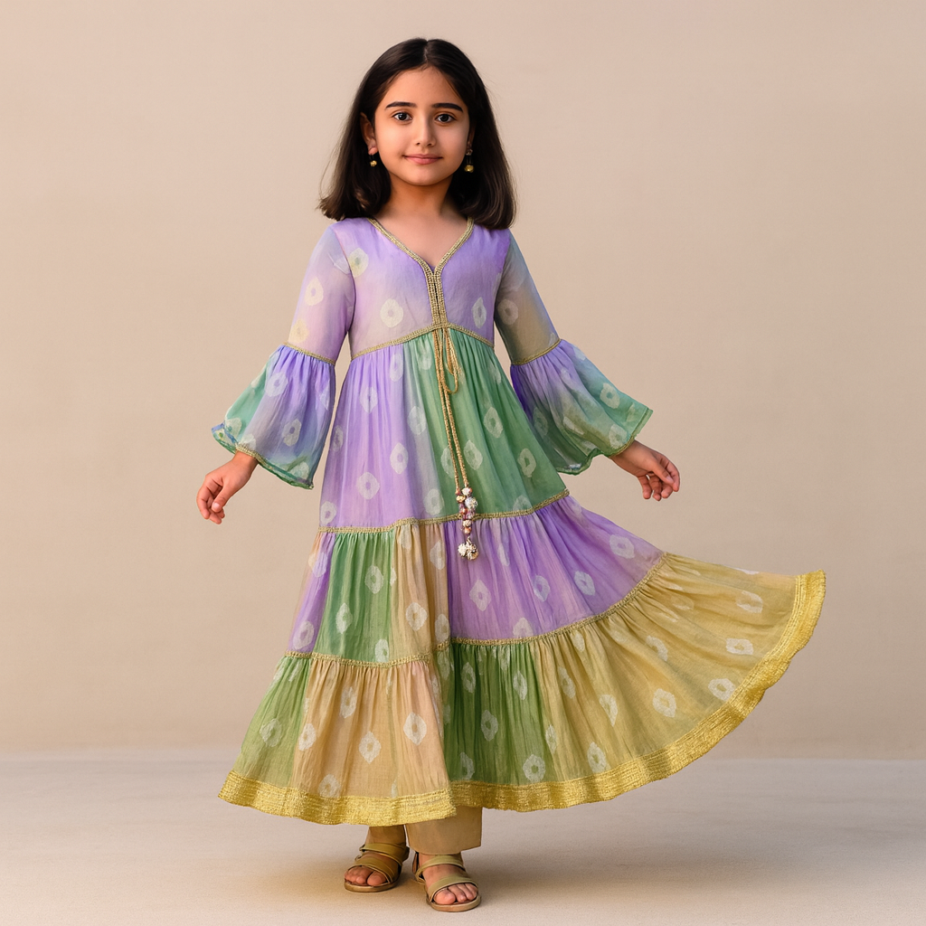 Pre Order: Multicolour Anarkali Suit Set