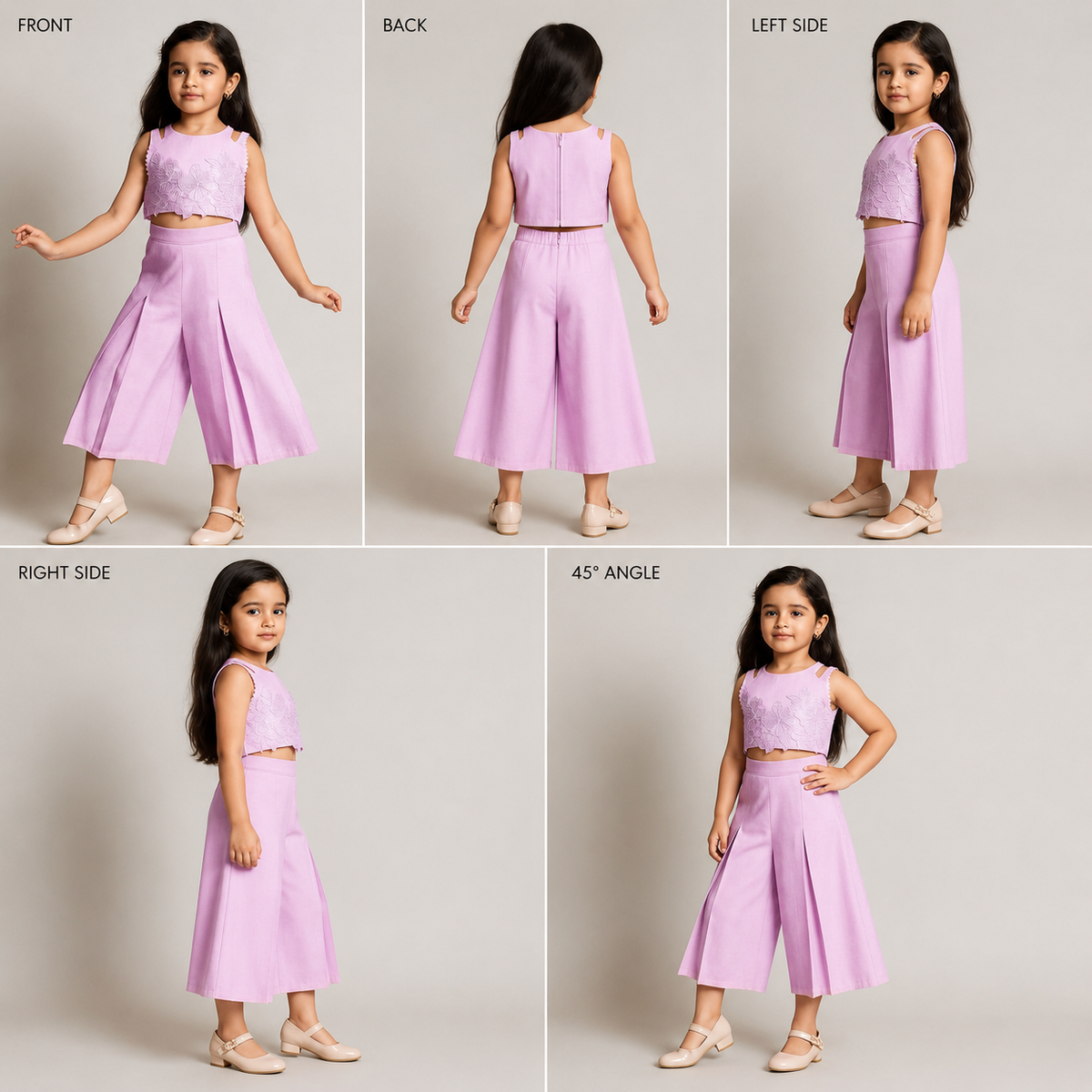 Pre Order : Embroidered Top And Pleated Palazzo