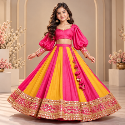 Pre Order: Gulabi Genda Lehenga