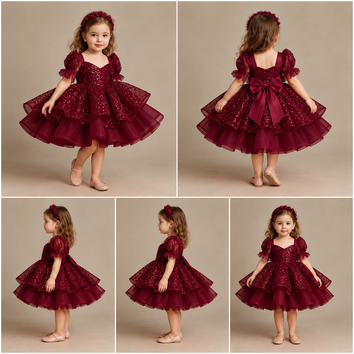 Pre Order: Mila Sequins Maroon Net Dress