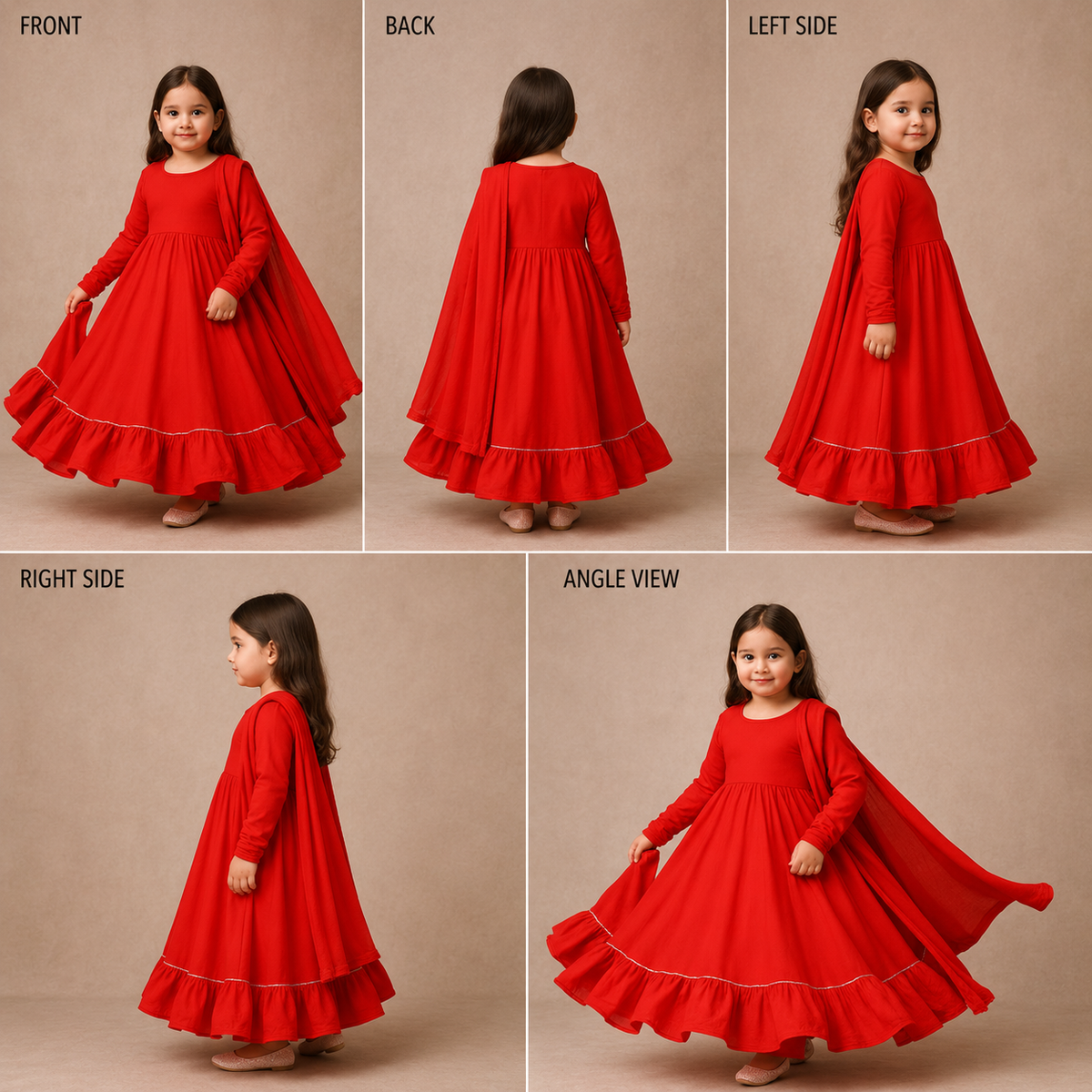 Pre Order: Red Love Anarkali Suit Set