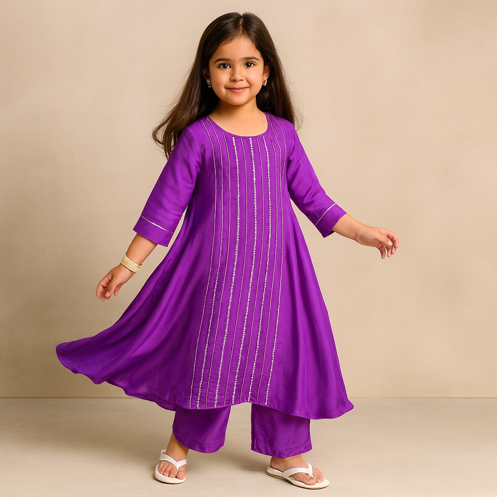 Pre Order: Purple Anarkali Suit Set