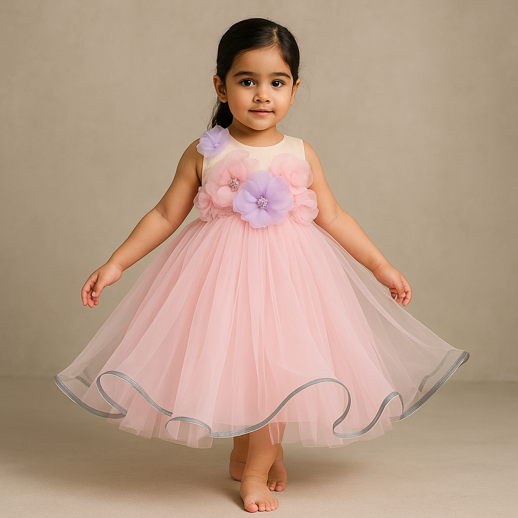 Pre Order: Net Flowers Embellished One Shoulder Gown