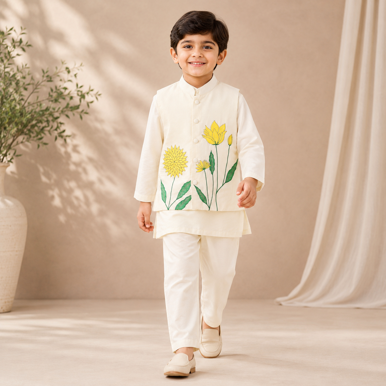 Pre Order: Sunehri Pushp Kurta Set With Jacket