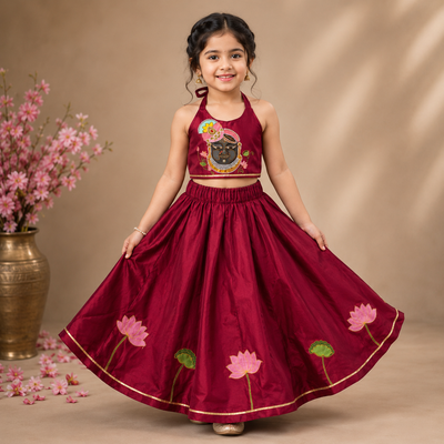 Pre Order : Radha Krishna Gulab Lehenga