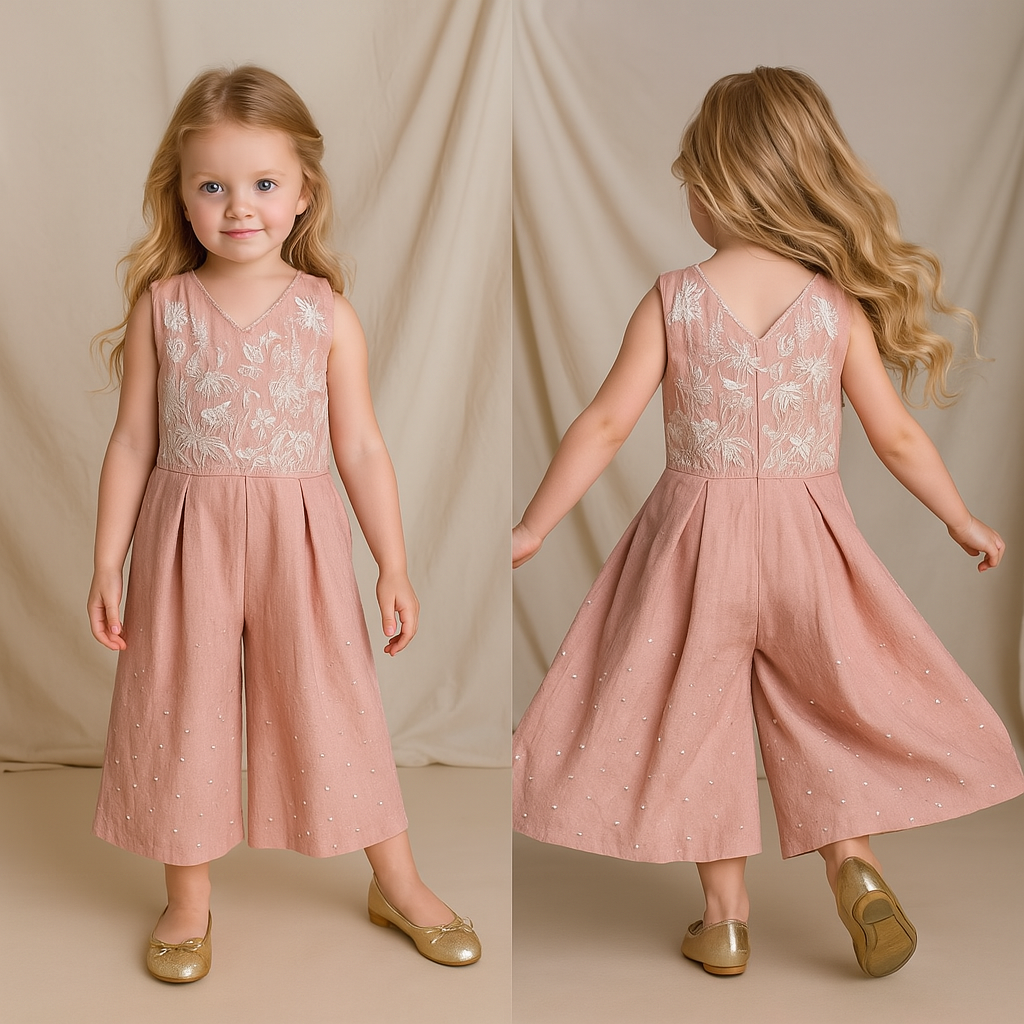 Pre Order: Embroidered Embellished Pink Jumpsuit