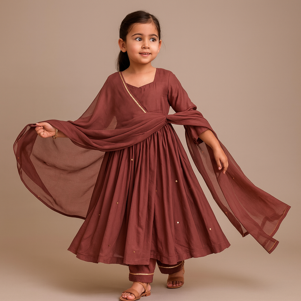 Pre Order: Brown Anarkali Suit Set