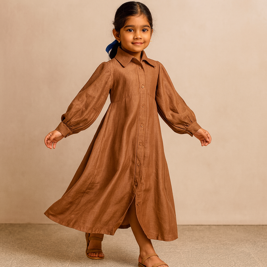 Pre Order: Brown Cotton Dress