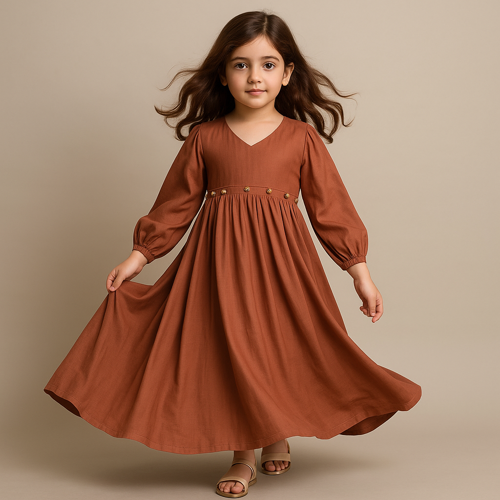 Pre Order: Brown Cotton Dress