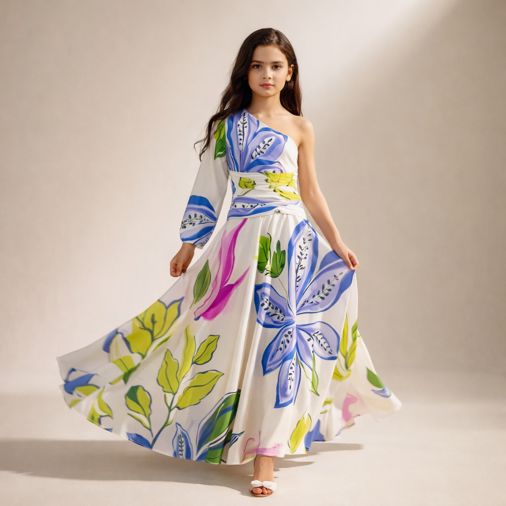 Pre Order: Azure Bloom One-shoulder Gown
