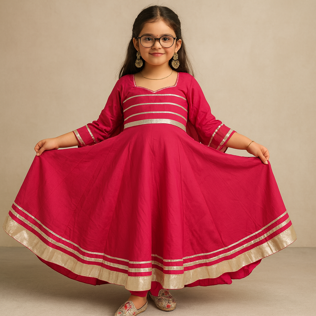 Pre Order:Gul Rani Pink Anarkali Set