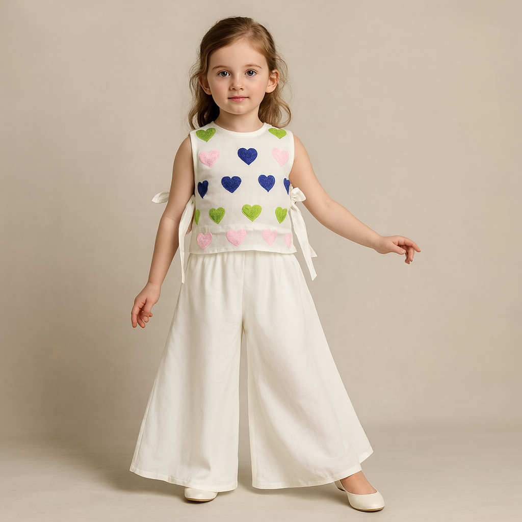 Pre Order: White Organza Vest With Top And Palazzo