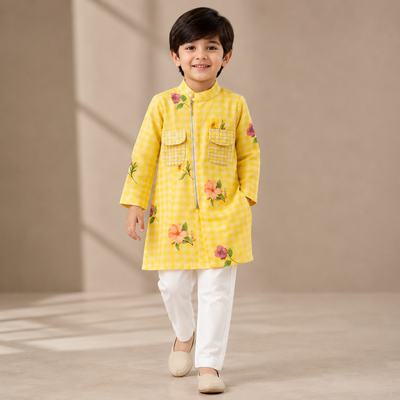 Pre Order: Basanti Veer Kurta Set