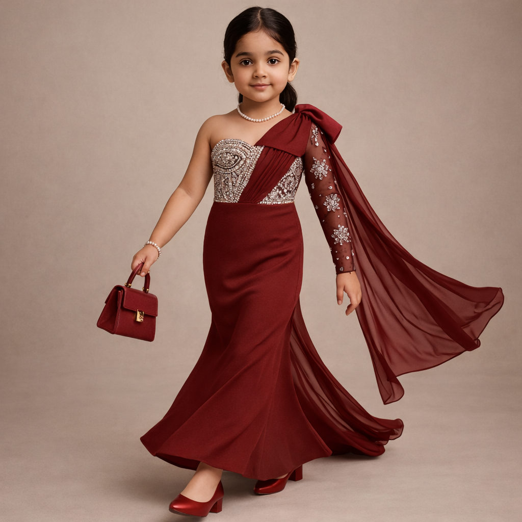 Pre Order: Maroon Pearl Gown
