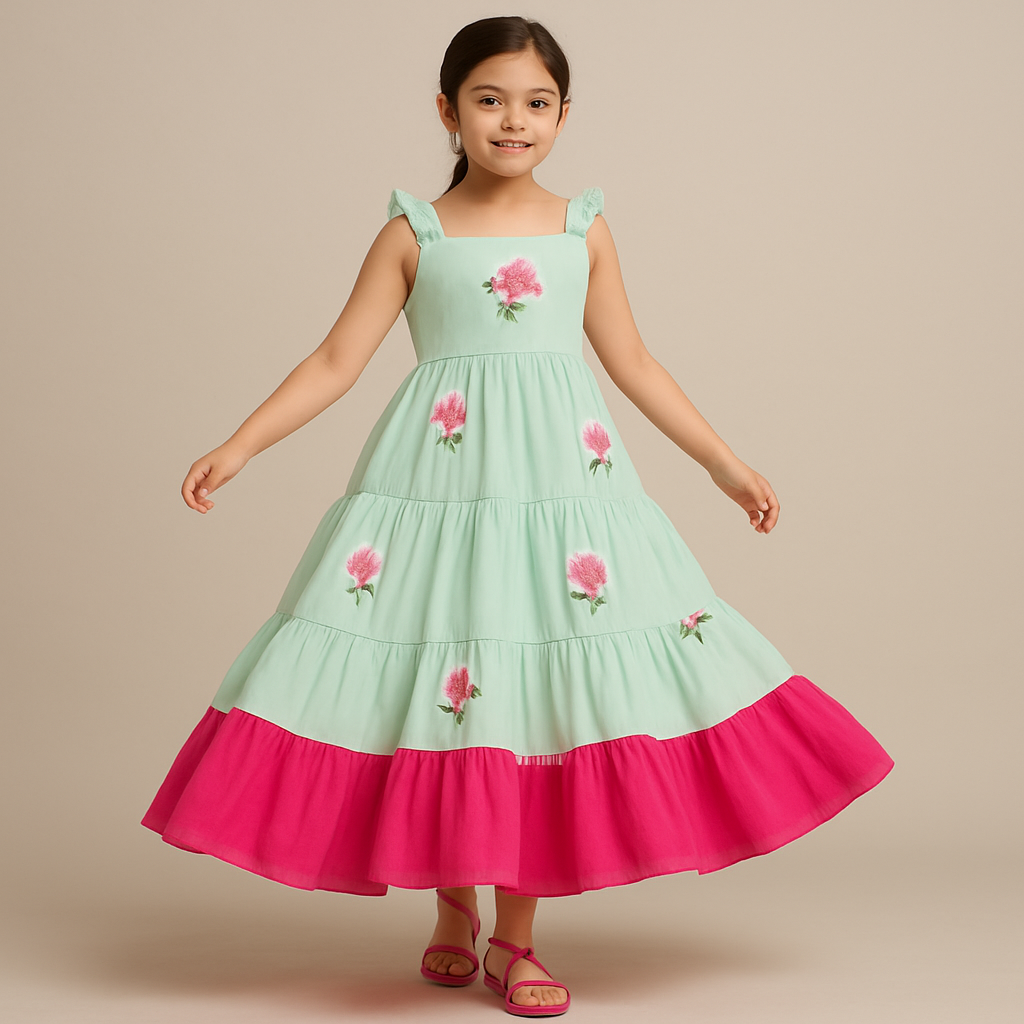 Pre Order: Mint Cotton Tiered Dress