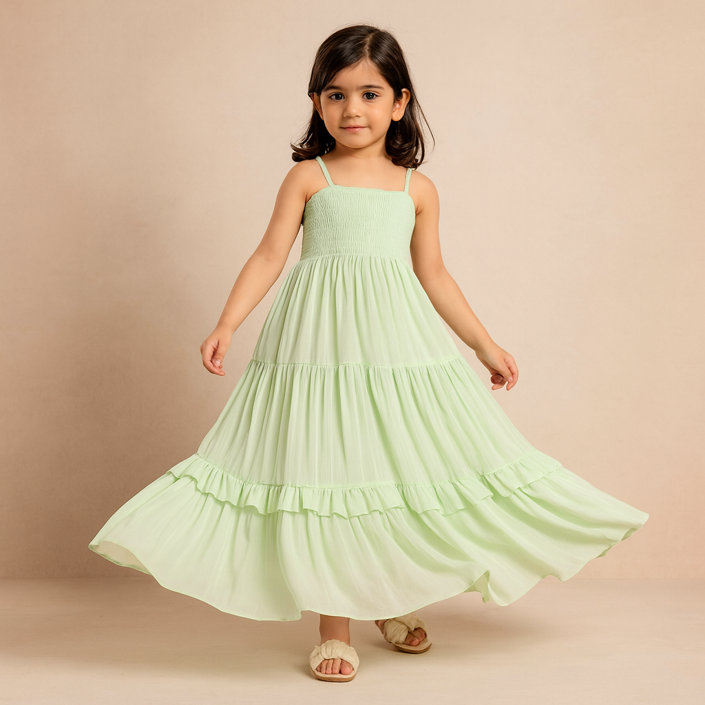 Pre Order: Mint Cotton Tiered Dress