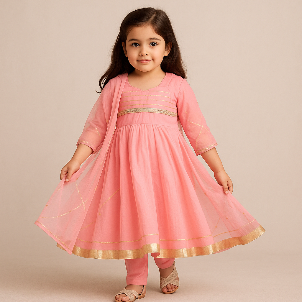 Pre Order:Mehak Pink Silk Anarkali Set