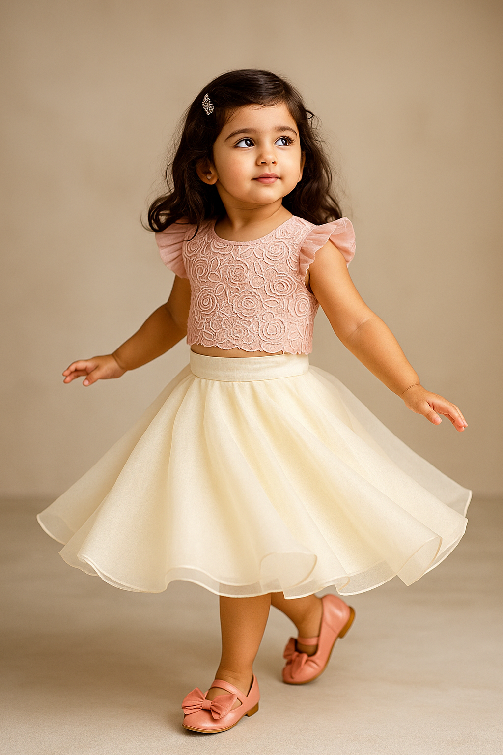Pre Order: Pink Pearl Top And Lehenga