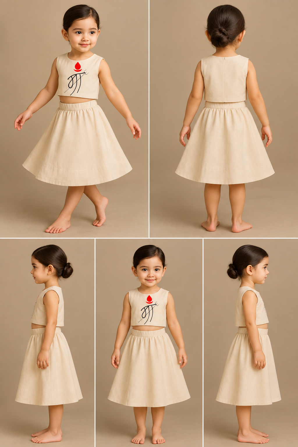 Pre Order: Maa Trishul Off White Top and Skirt