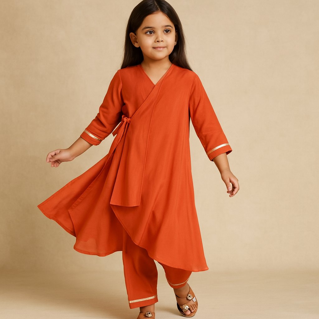 Pre Order: Orange Kurti Suit Set