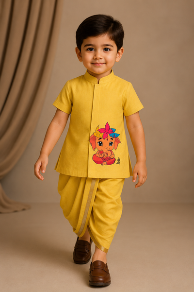 Pre Order: Pitambar Ganesha Kurta With Dhoti
