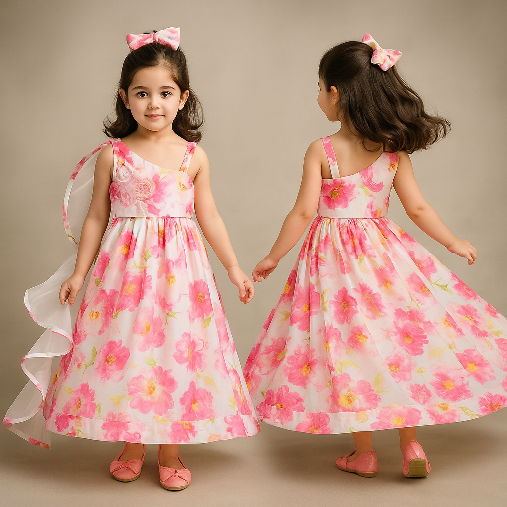 Pre Order: Floral Printed Embroidered Top With Lehenga And Dupatta