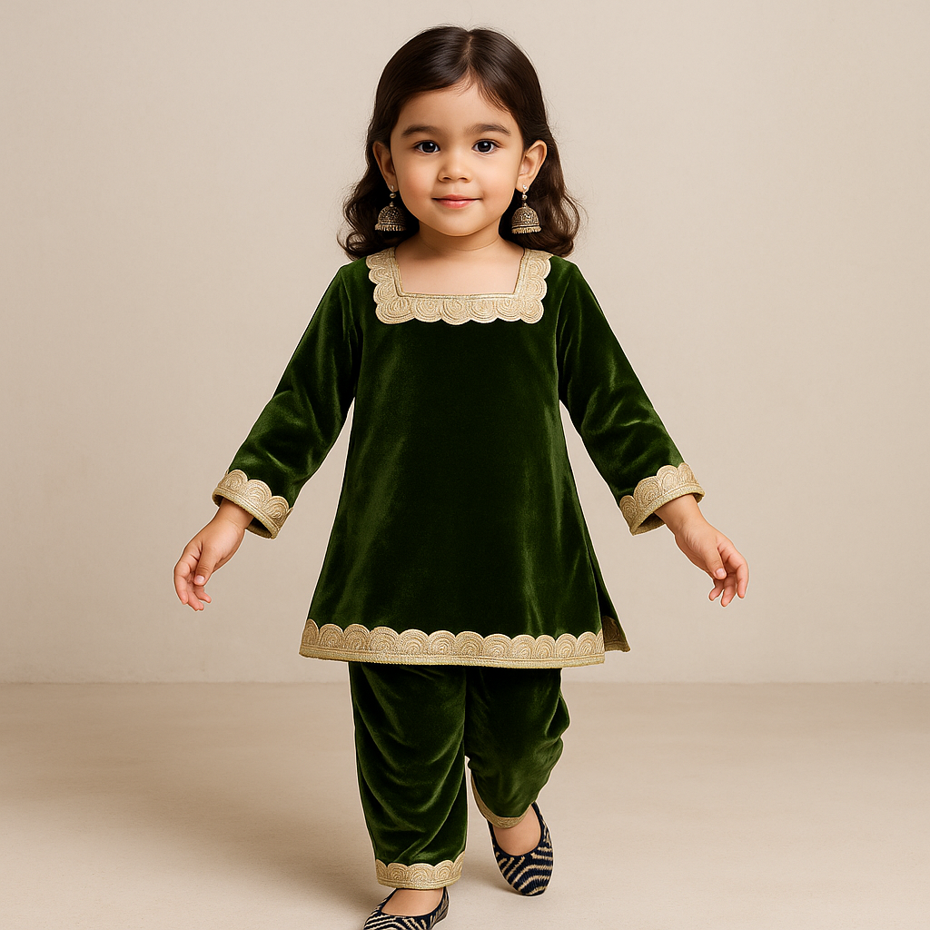 Pre Order: Mehndi Velvet Coord Set