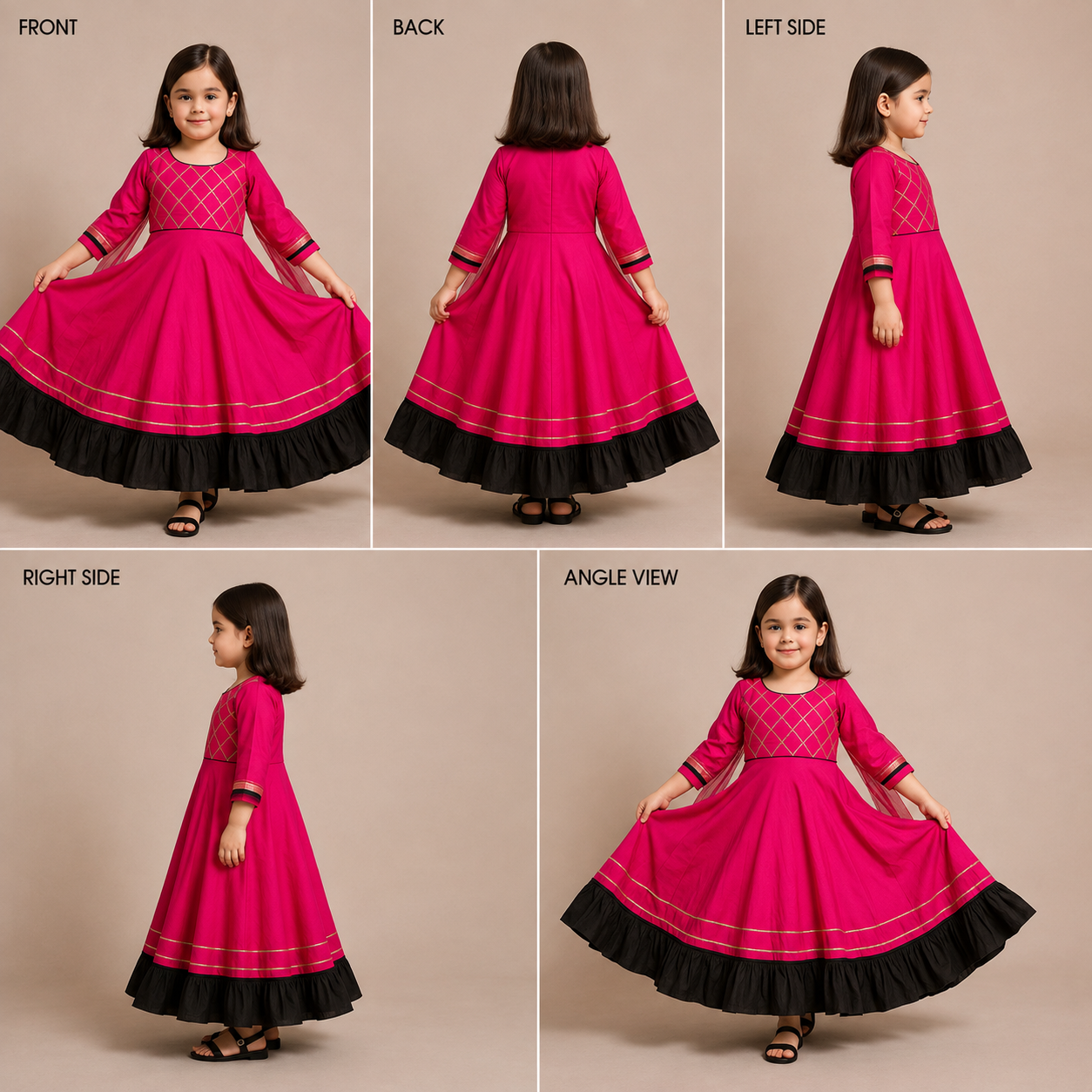 Pre Order: Sirata Rani Pink Silk Anarkali Set