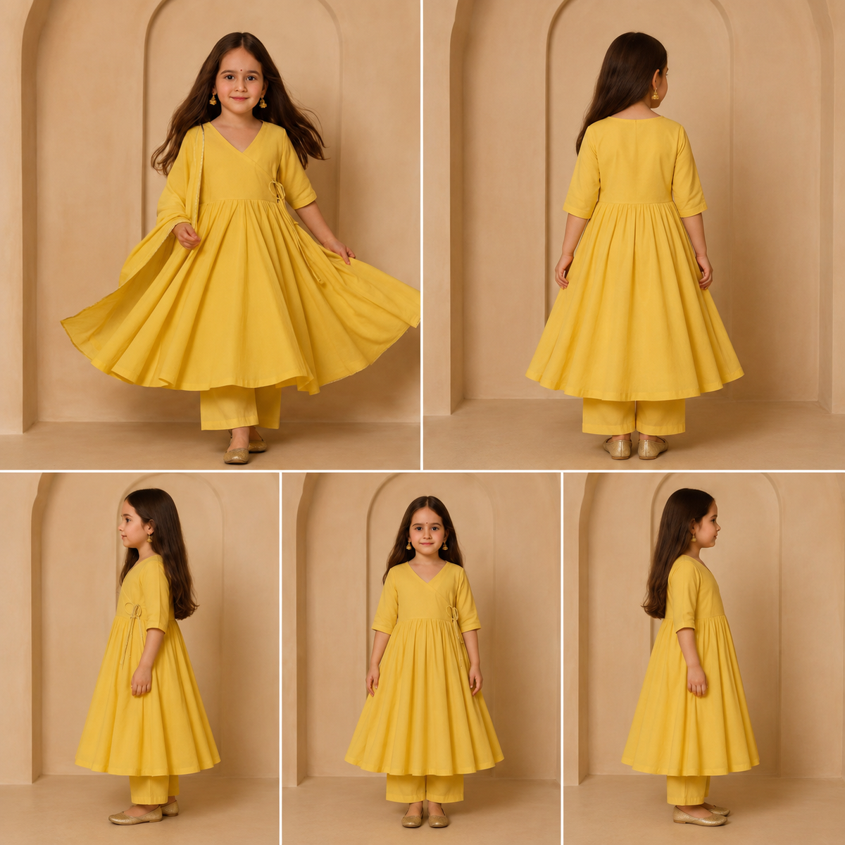 Pre Order: Yellow Suit Set with Dupatta and Gota Detailing