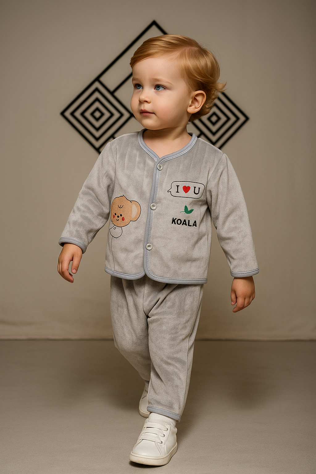 Pre Order: Grey Teddy Warm Unisex Coord Set