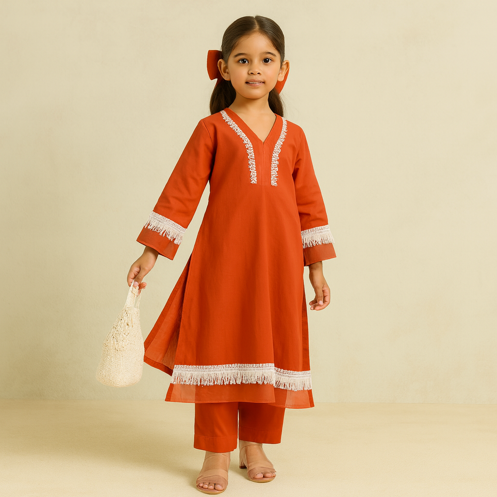 Pre Order: Orange Kurta Suit Set