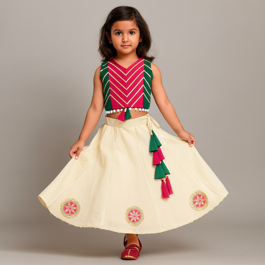 Pre Order: Sleeveless Lace Detailed Embellished Top With Lehenga