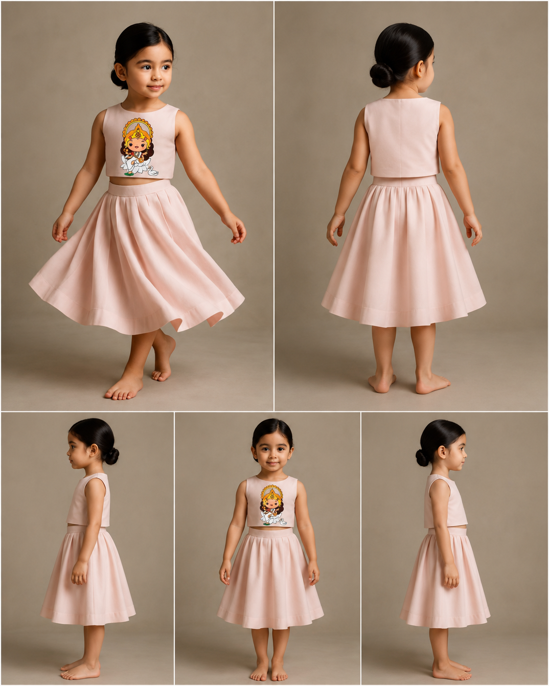 Pre Order: Goddess Saraswati Pink Top and Skirt
