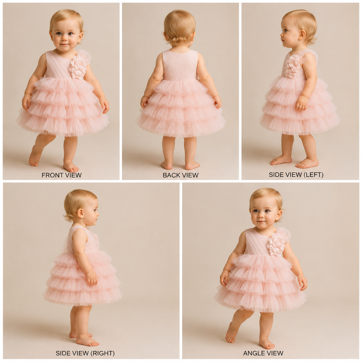 Pre Order: Peach Floral Detail Short Dress