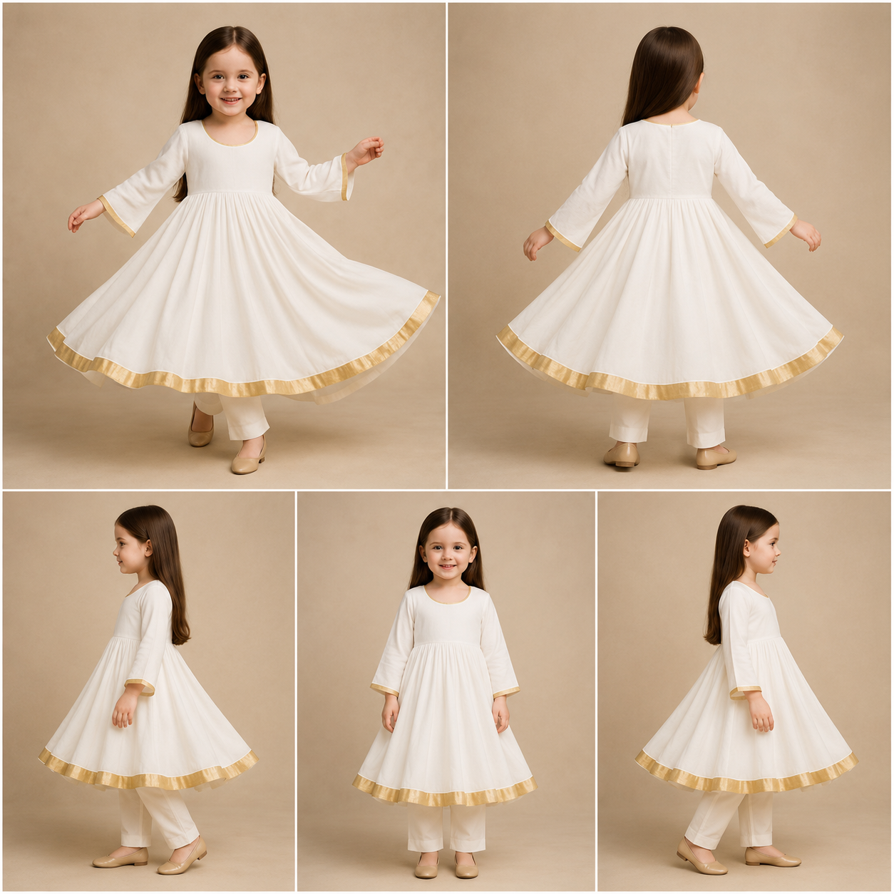 Pre Order: White Anarkali with Dupatta Gota Detailing