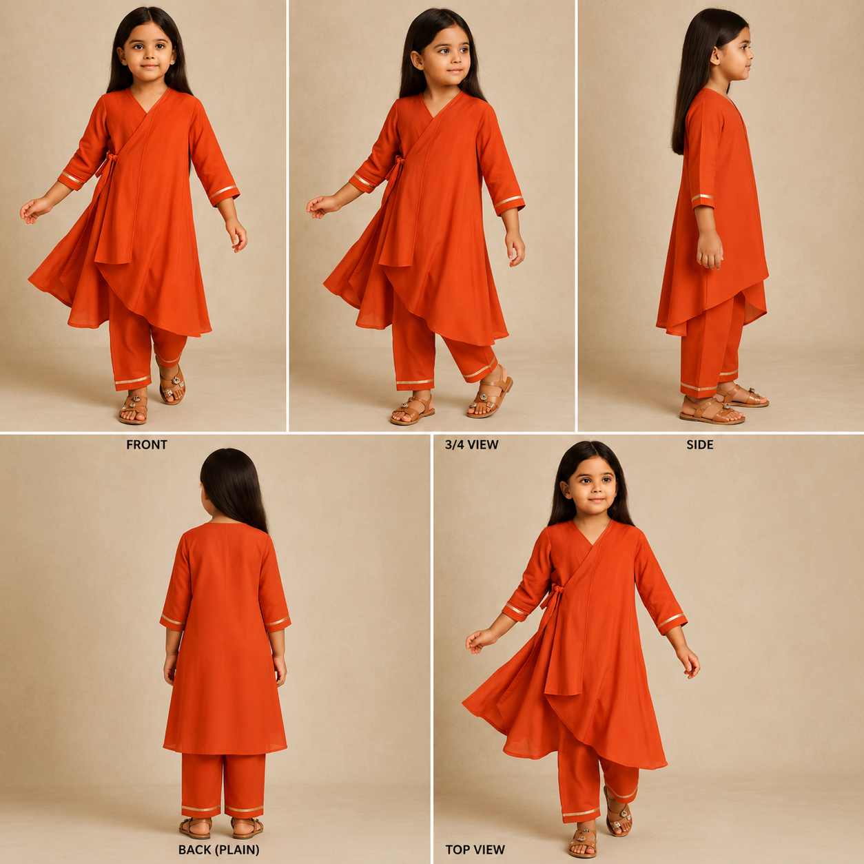 Pre Order: Orange Kurti Suit Set