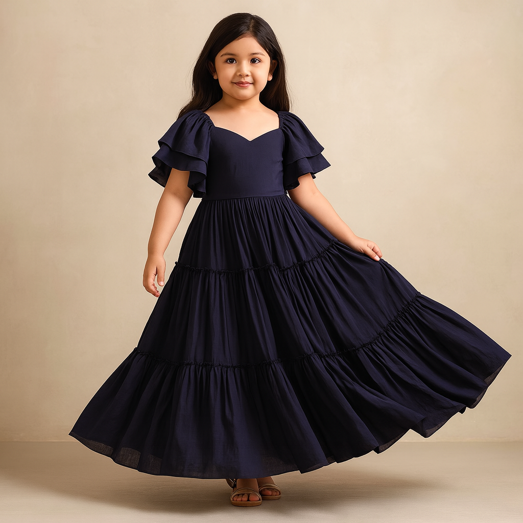 Pre Order: Black Tiered Cotton Dress